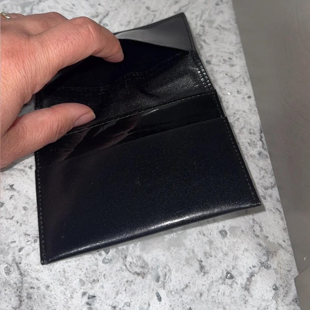 GIVENCHY Wallet Black Leather Card Case 4X3 Holder AUTHENTIC